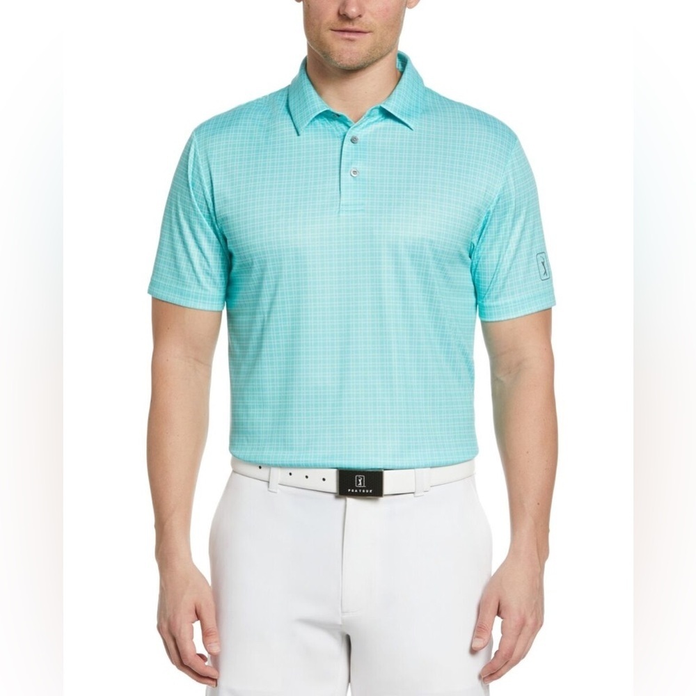 PGA TOUR Men’s Gingham Check Print Polo Soft Touch Gold Shirt |‎ NEW/NWT!! ⛳️